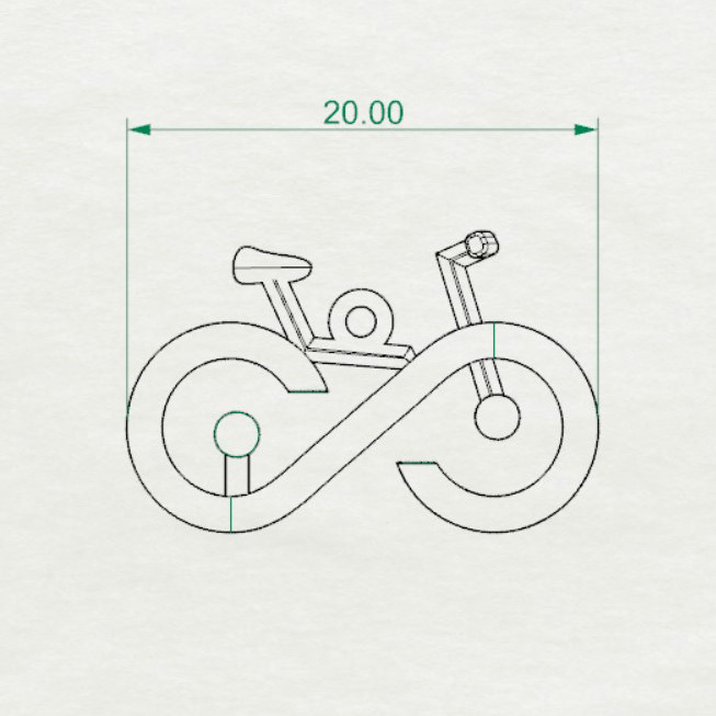 گردنبند نقره دوچرخه بدون زنجیر با عیار 925 ضد حساسیت به طول 2 سانت