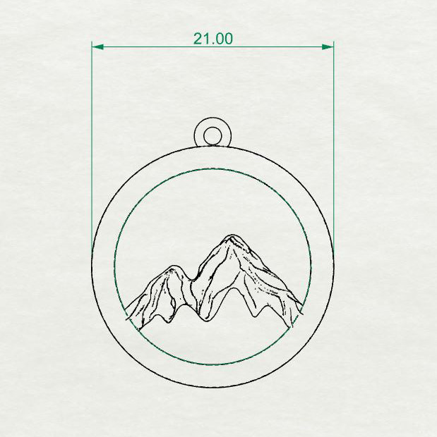 گردنبند نقره کوهستان بدون زنجیر باعیار 925 ضد حساسیت به قطر 21 میلیمتر