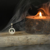 گردنبند نقره نیلوفر مراقبه با سنگ زمرد بدون زنجیر با نقره 925 ضد حساسیت به قطر 2 سانت