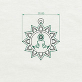 گردنبند نقره نیلوفر مراقبه با سنگ زمرد بدون زنجیر با نقره 925 ضد حساسیت به قطر 2 سانت