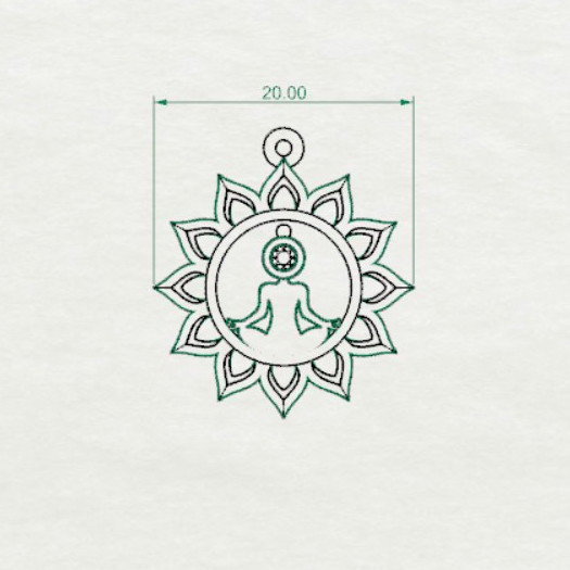 گردنبند نقره نیلوفر مراقبه با سنگ زمرد بدون زنجیر با نقره 925 ضد حساسیت به قطر 2 سانت