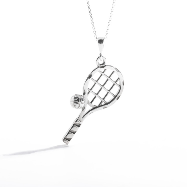 گردنبند نقره راکت تنیس بدون زنجیر با نقره 925 ضد حساسیت به طول 37 میلیمتر