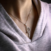 گردنبند نقره راکت تنیس بدون زنجیر با نقره 925 ضد حساسیت به طول 37 میلیمتر